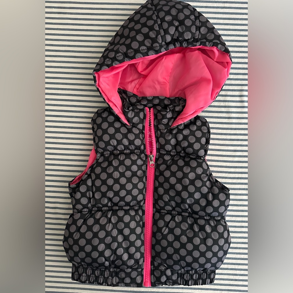 Pink Platinum polka dot vest puffer